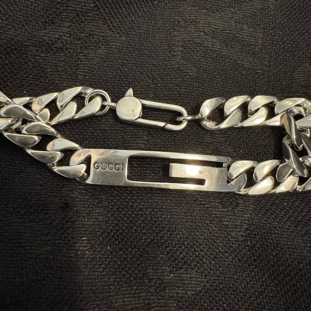 Gucci Silver S925 Cuban Link Jewelry Bracelet - Picture 2 of 5